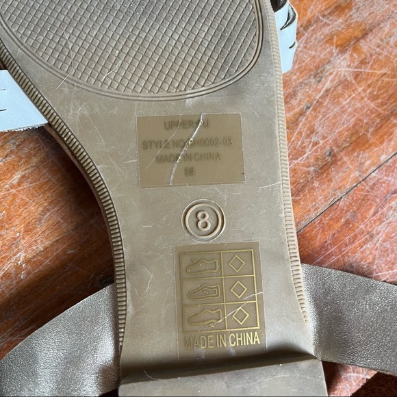 DLG White Silver Brown Braided Strap Sandals Size 8 - Picture 7 of 8